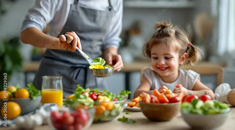 Healthy Eating Habits: Preparing a Colorful Salad with Fresh Ingredients