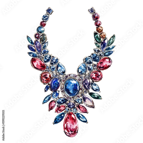 A watercolor vector painting illustrating the combination of soft strokes and bold designs that reflects the fusion of tradition and modernity in Bulgari’s jewelry, isolated on a white background. Bul