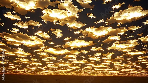 A stunning natural sky with layered clouds, arranged in unique and captivating patterns, highlighted by soft light gradients