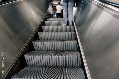 escalator in turkish metro. automatic people lift in istanbul metro