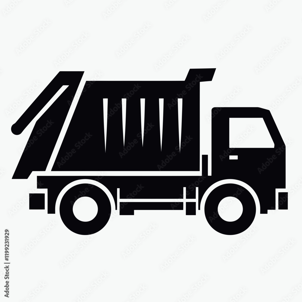 custom made wallpaper toronto digitalGarbage Truck silhouette in black on a white background