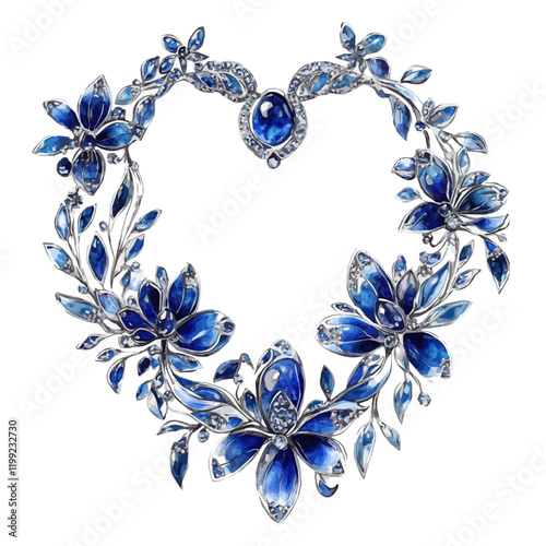 A watercolor vector painting of silver jewelry with enameling that transforms matching sets into artistic and luxurious pieces, isolated on a white background. Silver jewelry vector.

