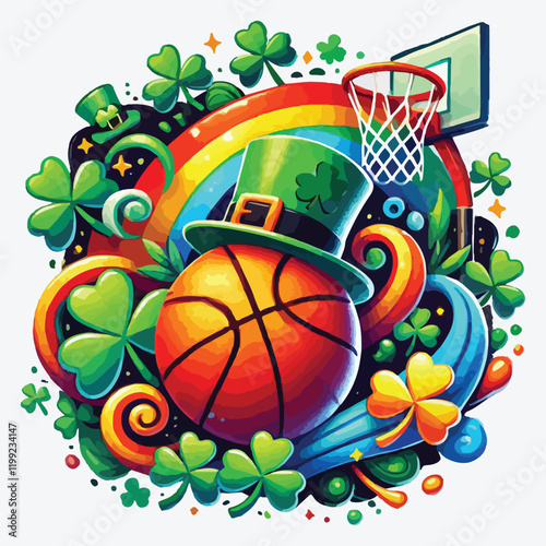 Happy St. Patrick's day and basketball ball stock illustration