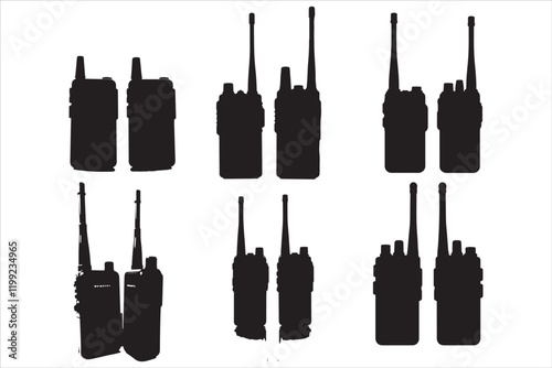 Walkie Talkie Vector Silhouette Set