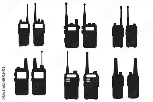 Walkie Talkie Vector Silhouette Set