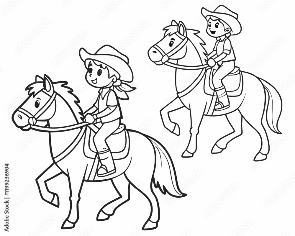 Fototapeta premium hours riding coloring page vector