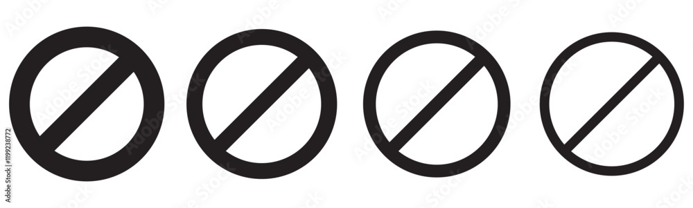 Prohibited circle sign. Prohibition red icon. Ban icon. Red circle with cross line symbol. Caution frame symbol. Forbidden stop sign. Vector illustration isolated on white background. Prohibited circle sign. Prohibition red icon. Ban icon. Red circle with cross line symbol. Caution frame symbol. Forbidden stop sign. Vector illustration isolated on white background.