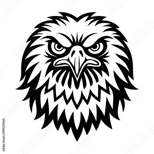 A glyph style icon of bald eagle head