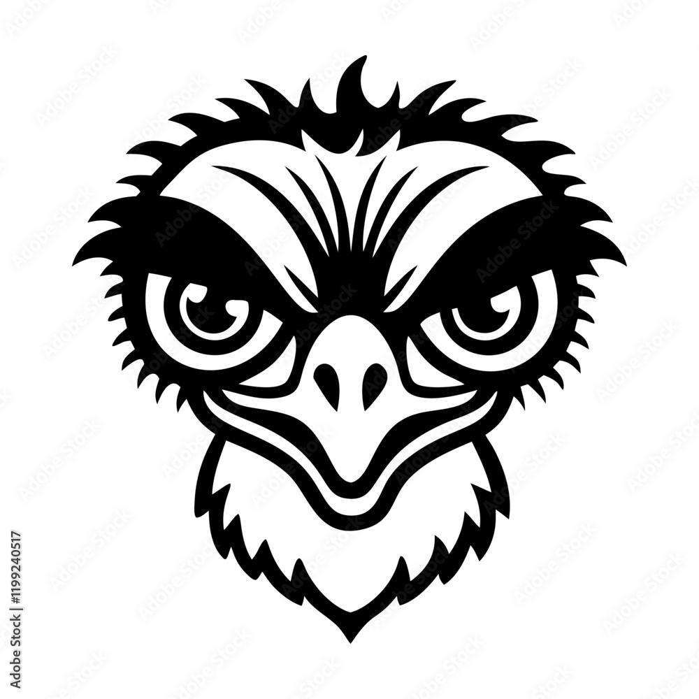 Obraz premium Emu face icon in filled style