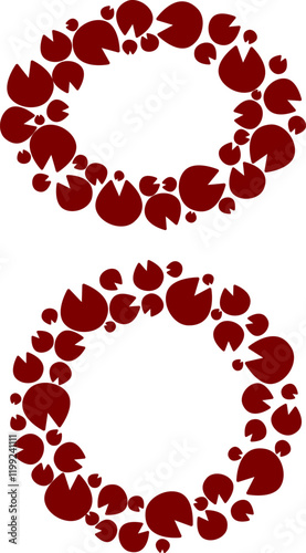 Path footprints of horse circle round and oval vector frame set.  Horse tracks. Trail of wild horse. Silhouette. Vector isolated. Pet shop, print, textile, educational book, game