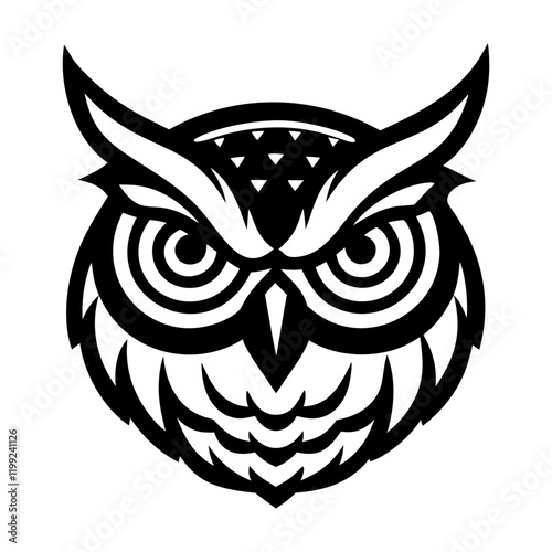 A solid icon of horned owl