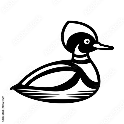 An icon of hooded merganser in solid style