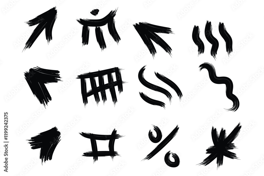 Fototapeta premium Creative Grunge Brush Stroke Abstract Bundle