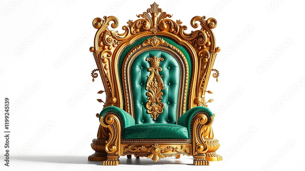 Luxurious Gold and Green Throne Chair - AI Photo Luxurious Gold and Green Throne Chair - AI Photo