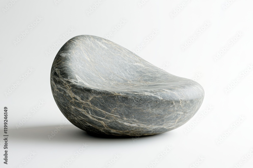 Closeup of a smooth gray stone on a white surface Closeup of a smooth gray stone on a white surface