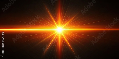 Pulsating orange beam: bright, glowing horizon energy, abstract light shine.