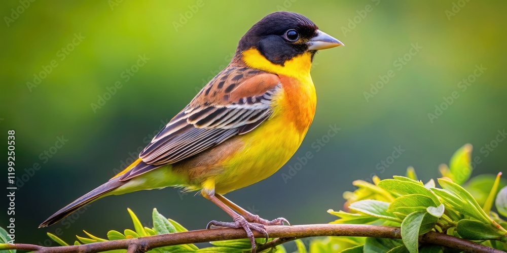 Fototapeta premium Stunning Black-headed Bunting photos: vibrant wildlife, nature's artistry captured.