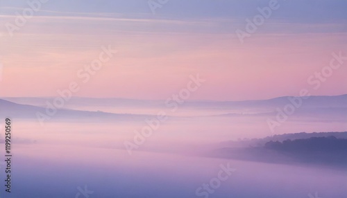 薄紫色の霧の風景