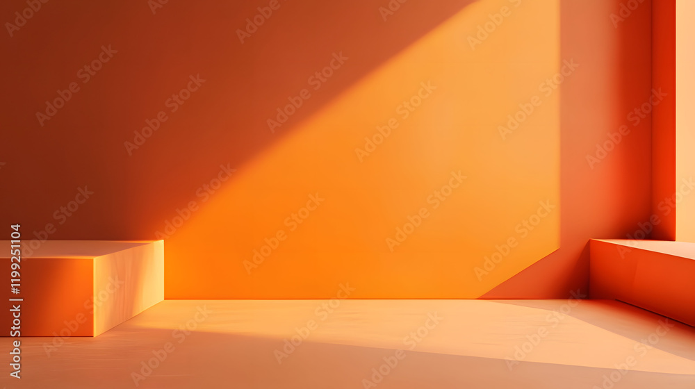 Exploring the interplay of light and shadow in an orange-toned interior space at midday. Generative AI Exploring the interplay of light and shadow in an orange-toned interior space at midday. Generative AI