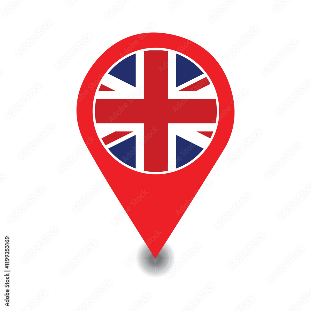 UK Flag And Map Pointer Icon, United Kingdom National Flag Location Icon Vector UK Flag And Map Pointer Icon, United Kingdom National Flag Location Icon Vector