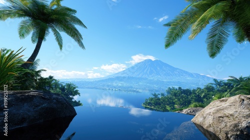 Wallpaper Mural Tropical Island Volcano Lake Torontodigital.ca
