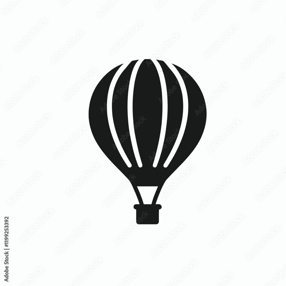 Fototapeta premium Hot Air Balloon silhouette in black on a white background