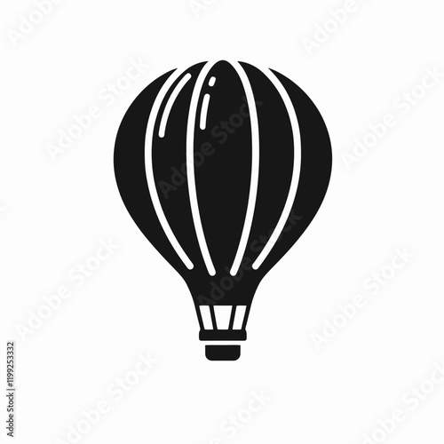 Hot Air Balloon silhouette in black on a white background