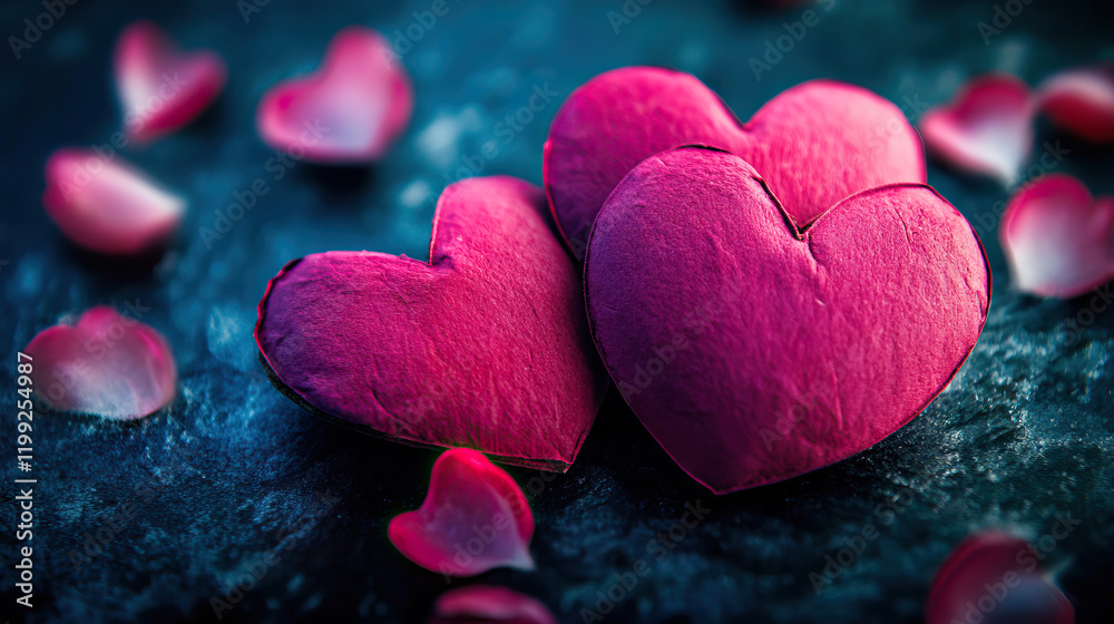 Obraz premium Romantic Hearts Captured in an EyeCatching and Colorful Background Display of Beauty