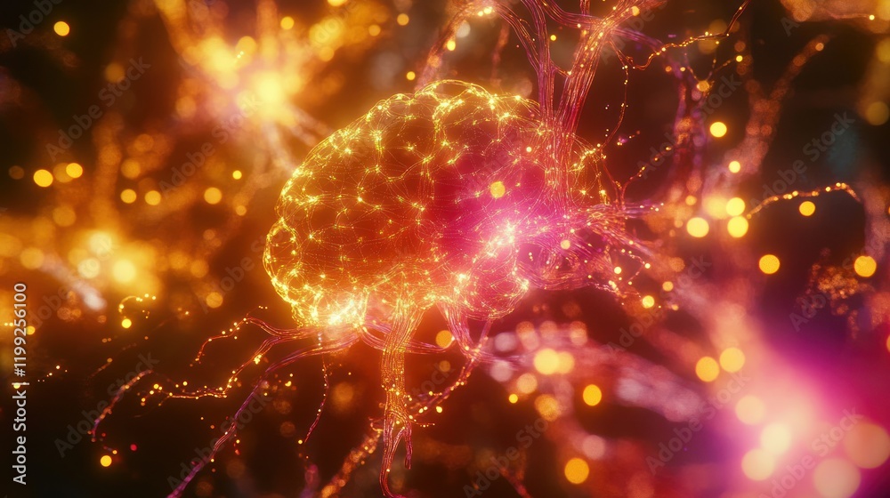 Glowing Brain Neural Network Abstract Art Glowing Brain Neural Network Abstract Art