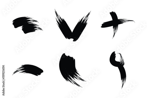 Abstract Grunge Brush Vector Stroke Set

