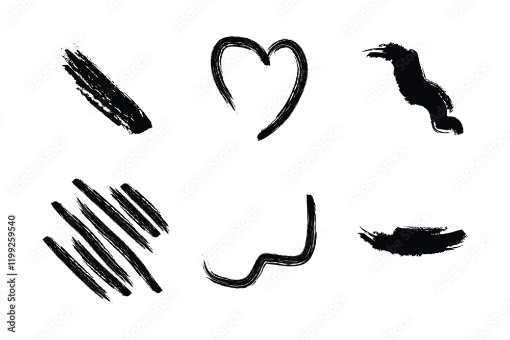 Obraz premium Grungey Brush Stroke Shapes for Modern Design 