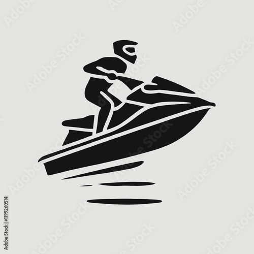 Jet Ski silhouette in black on a white background