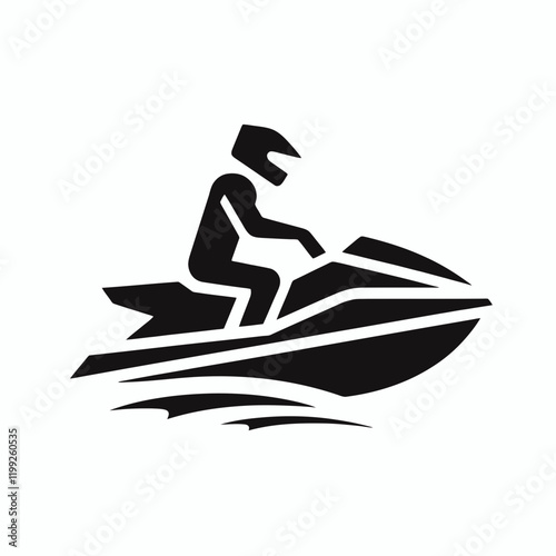 Jet Ski silhouette in black on a white background