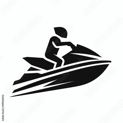 Jet Ski silhouette in black on a white background