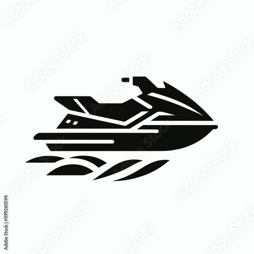 Jet Ski silhouette in black on a white background