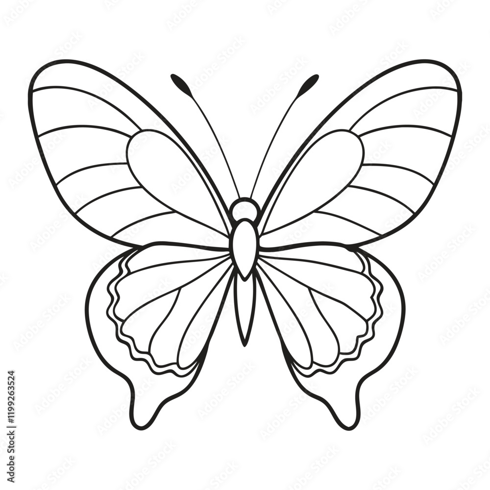 Fototapeta premium Butterfly Coloring Page Vector Illustration.