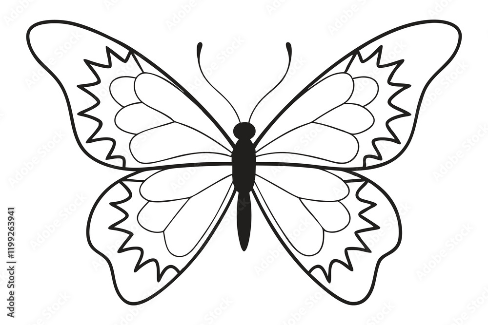 Fototapeta premium Butterfly Coloring Page Vector Illustration.