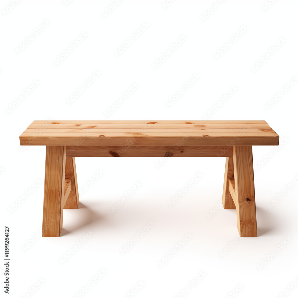 Simple Wooden Bench Light Pine Studio Shot Isolated White Background Simple Wooden Bench Light Pine Studio Shot Isolated White Background