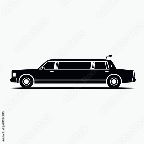 Limousine silhouette in black on a white background