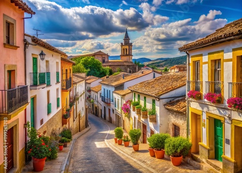 Stunning Panoramic Street View of Uruena Village Spain,  Historic Spanish Town photo