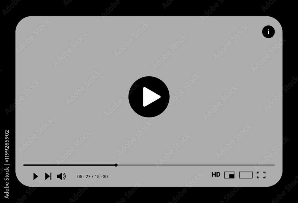 Social media video player screen template, mobile video player. Video player mockup, app, ui ux. Channel interface. Social media concept. Play button icon Social media video player screen template, mobile video player. Video player mockup, app, ui ux. Channel interface. Social media concept. Play button icon