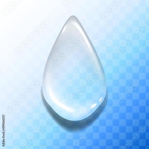 Water drop on a colored background with a transparent effect, creating the effect of a glass or soap bubble. Visual effect; tear, drop, mucus, runny nose, bubble. Beauty and health product concept