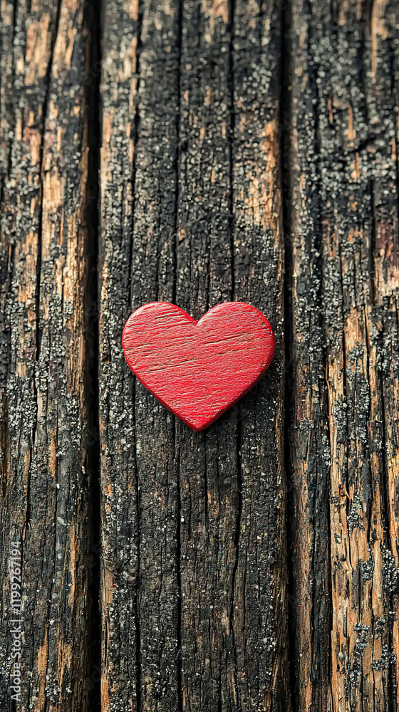 Heart shaped wooden decoration on rustic wooden surface creates a warm and inviting atmosphere in a cozy setting. Generative AI