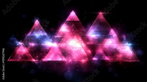 Glowing Triangles Cosmic Nebula Abstract Art