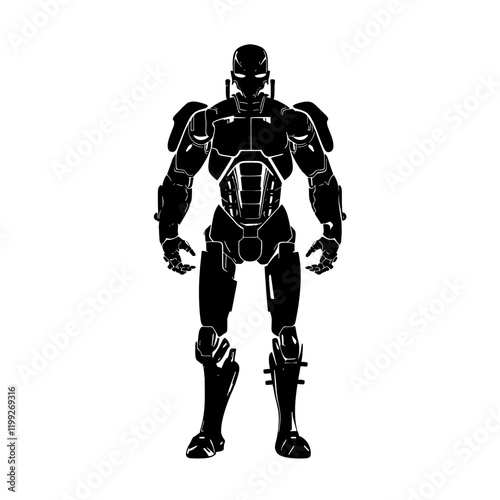 Powerful Male Robot – A Bold and Dynamic Design Perfect for Sci-Fi, Robotics, and Technology Projects. This Striking and Futuristic Robot Character is Ideal for Video Games, Concept Art, and Animation