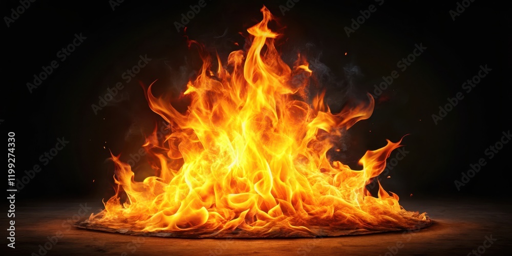 Fototapeta premium Blazing Flame on Dark Background, burning fuel, fiery core, burning fuel, fiery core