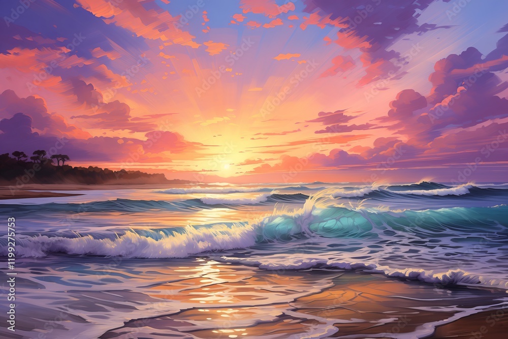 A breathtaking sunset over the ocean with vibrant colors reflecting on the water, creating a serene atmosphere. A breathtaking sunset over the ocean with vibrant colors reflecting on the water, creating a serene atmosphere.