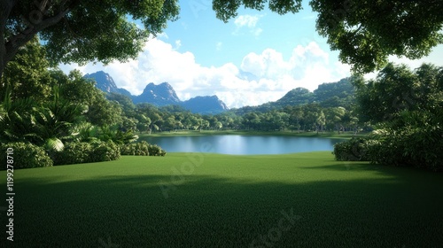 Serene Lakeside Mountain View
