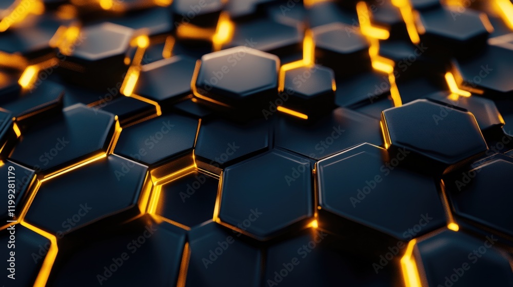 Hexagonal pattern with digital light effects, illustrating advanced technology or futuristic concepts. Hexagonal pattern with digital light effects, illustrating advanced technology or futuristic concepts.