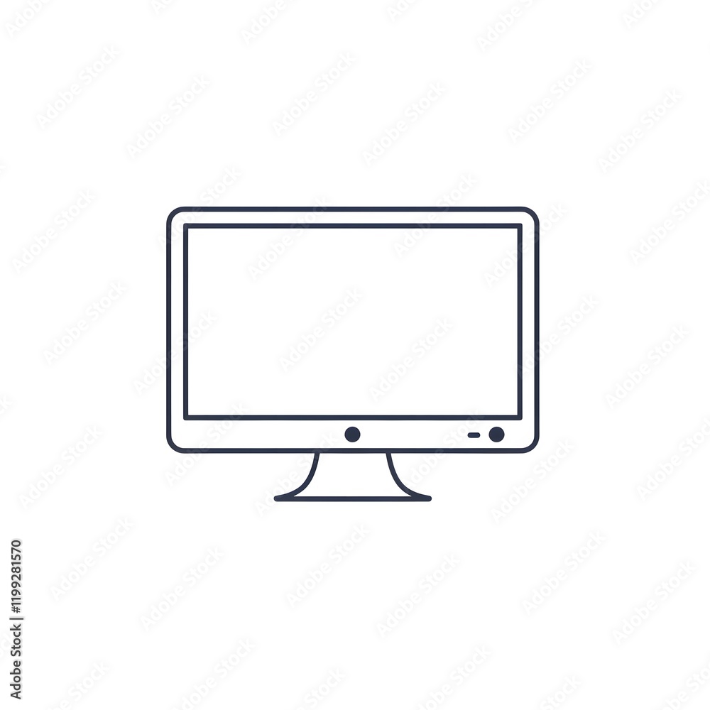 Minimalist Computer Monitor Icon with Outline Design Minimalist Computer Monitor Icon with Outline Design